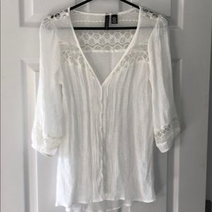 Full Tilt Lacey Button Down Blouse